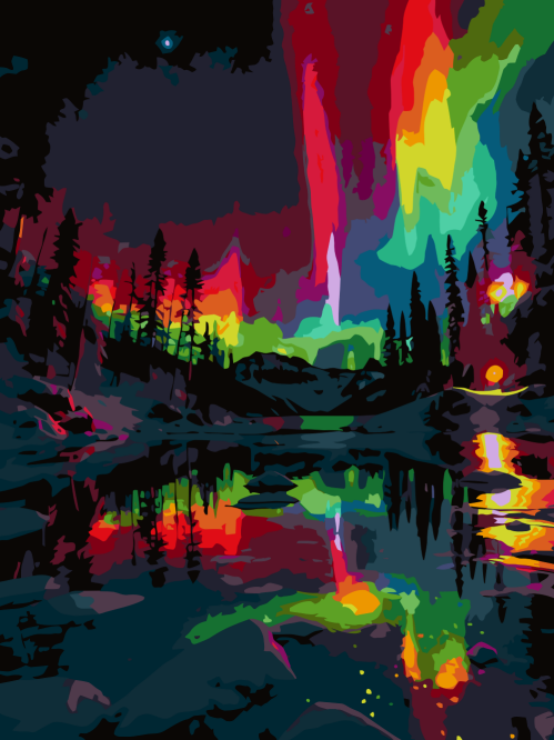 Aurora Over Lake
