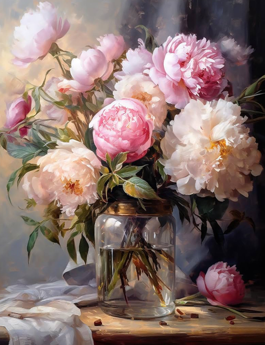 Peonies in a Glass Jar
