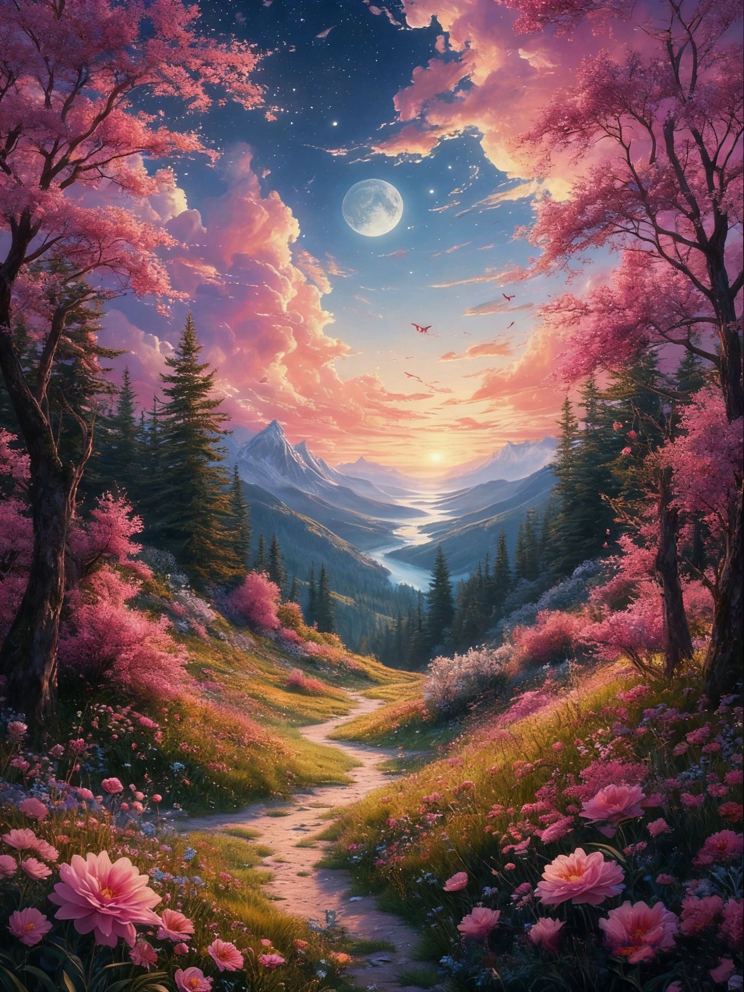 Moonlit Mountain Path