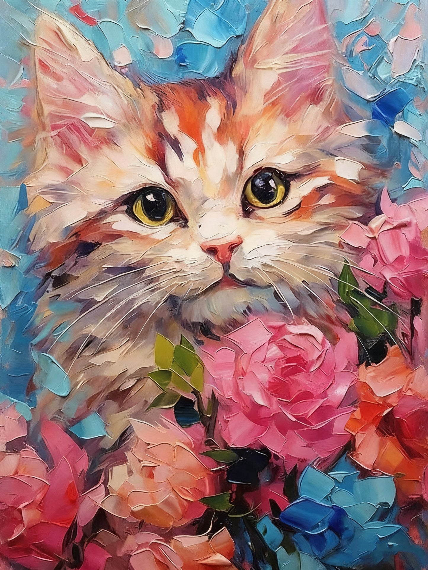 Kitty Among Flowers