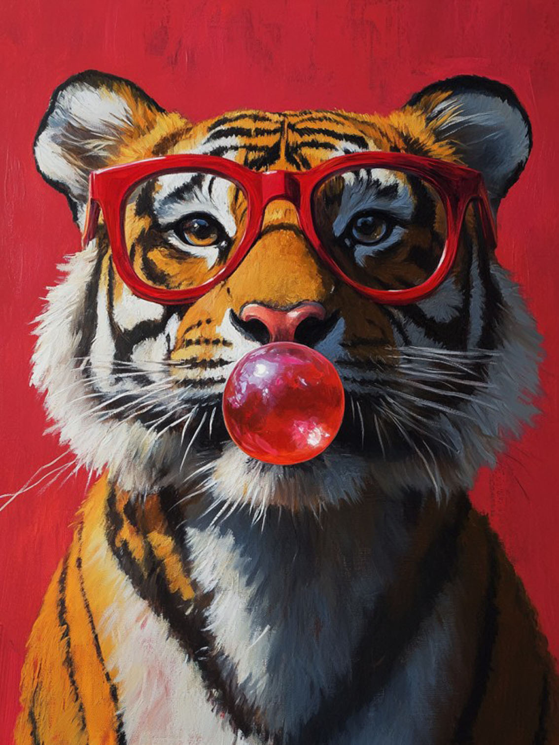 Tiger Blowing Bubbles