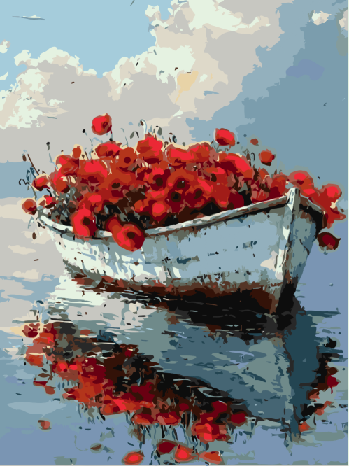 Boat of Red Poppies