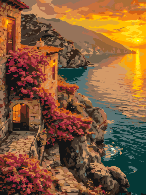 Cliffside Sunset by the Sea