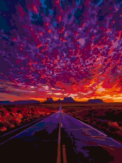 Desert Road at Sunset