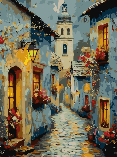 European Alley at Dusk