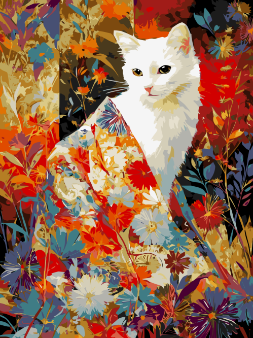 Floral White Cat