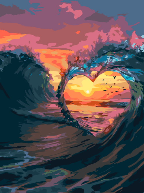 Heart Wave Sunset