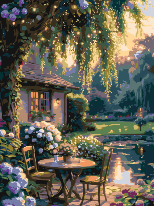 Hydrangea Garden at Dusk