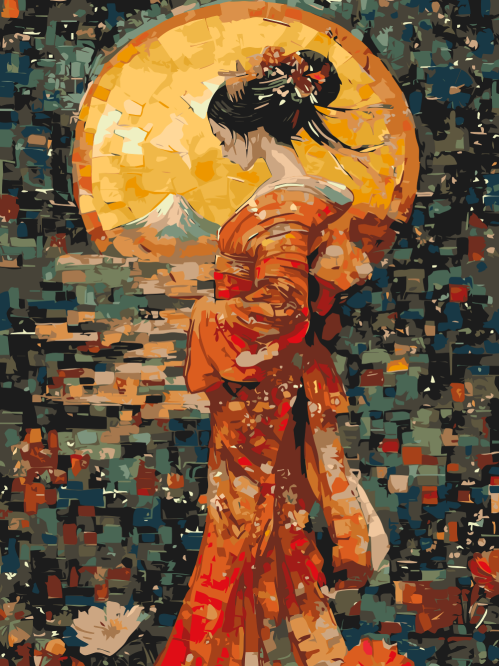 Japanese Girl and Fuji