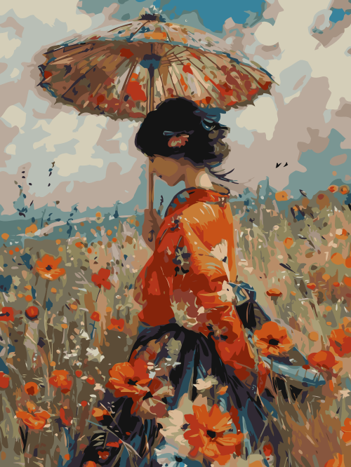 Kimono Flower Field Lady