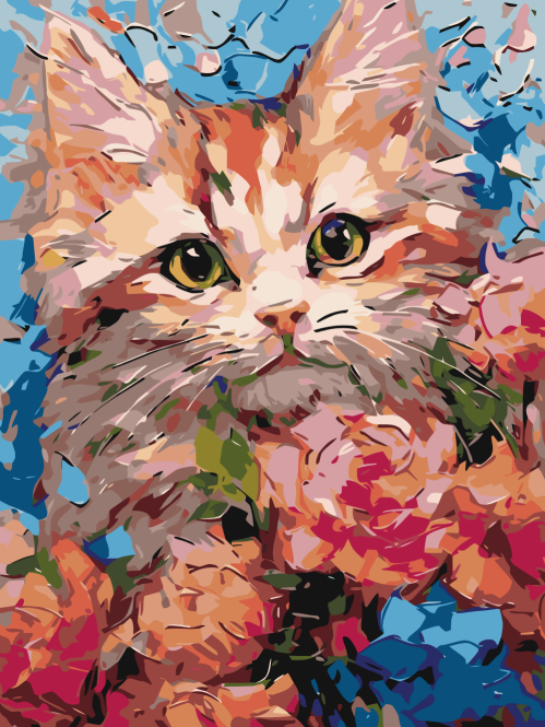 Kitty Among Flowers