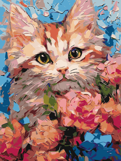 Kitty Among Flowers
