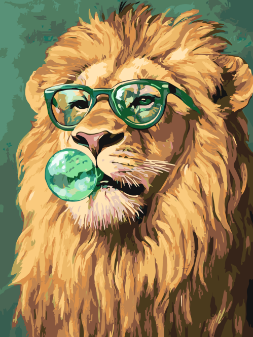 Lion Blowing Bubbles