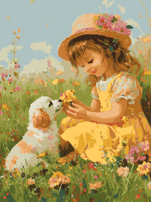 Little girl with Dog