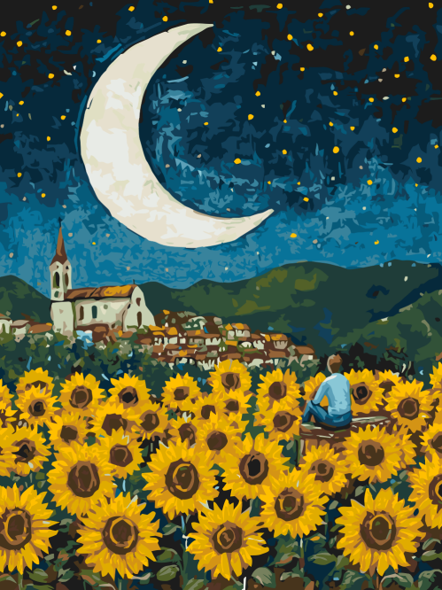 Moon Light Sunflowers