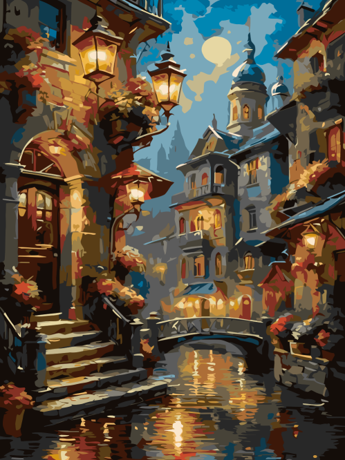 Moonlit Canal Street