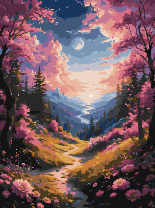 Moonlit Mountain Path
