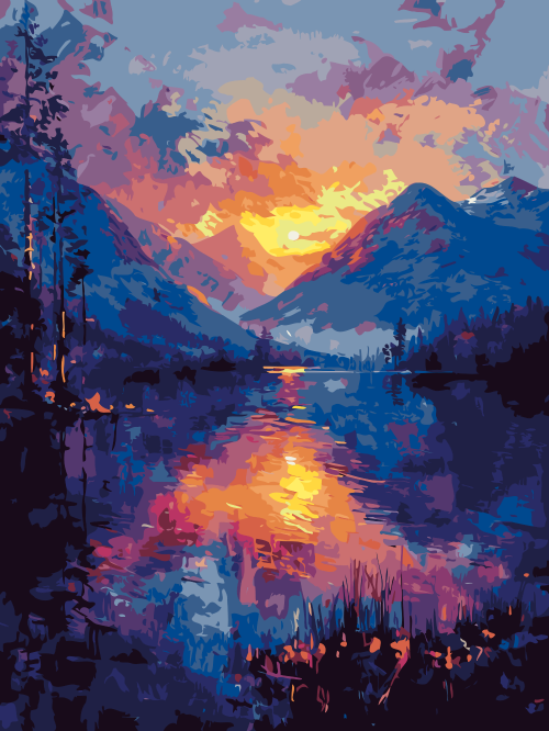 Mountain Sunset Lake