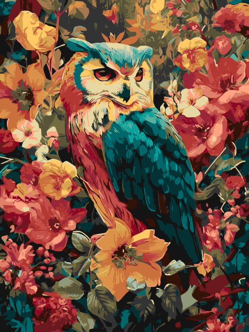 Owl in Flowers