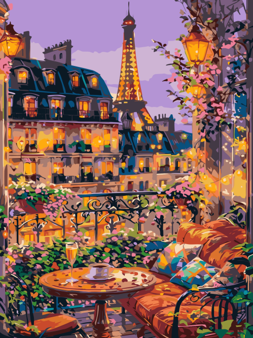 Parisian Balcony at Dusk