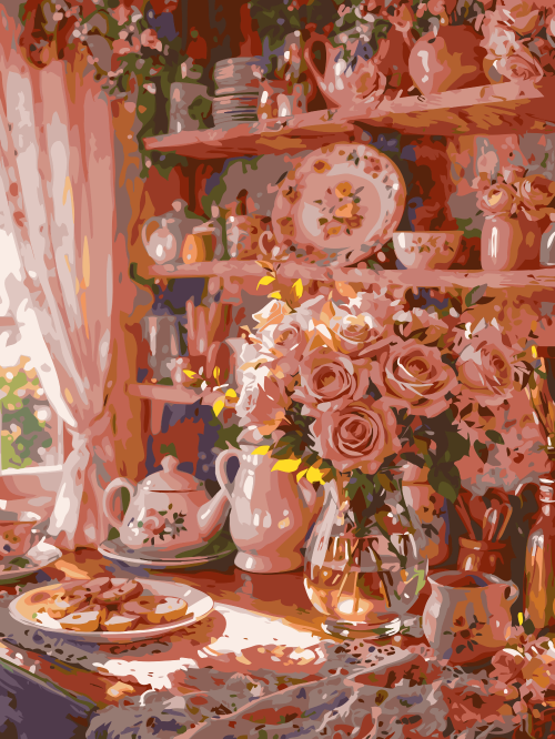 Pink Roses Vintage Kitchen