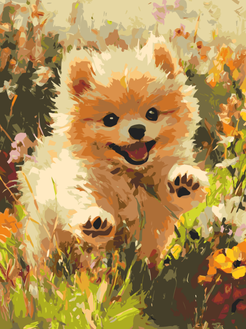 Puppy in Flowers