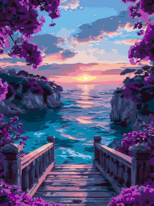 Purple Blossom and Sunset