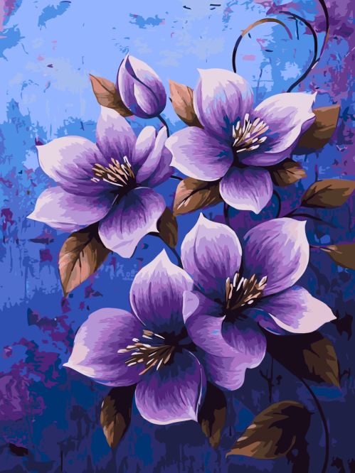 Purple Flowers Brown leaf