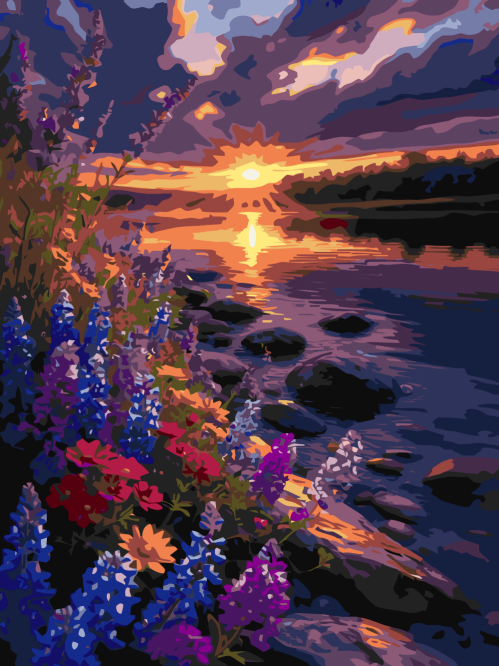 Riverbank Sunset Flowers