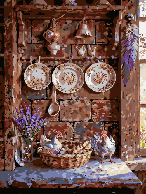 Rustic Kitchen Nook with Chickens
