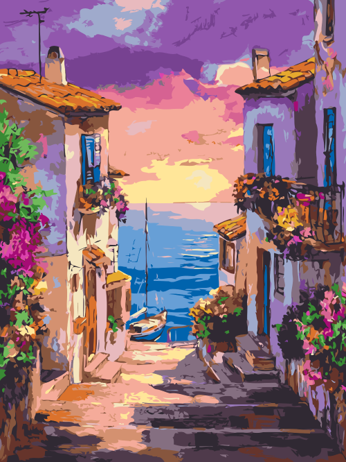 Seaside Town in the Evening