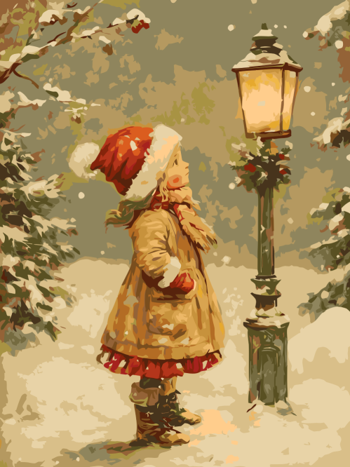 Snowy Lantern Girl