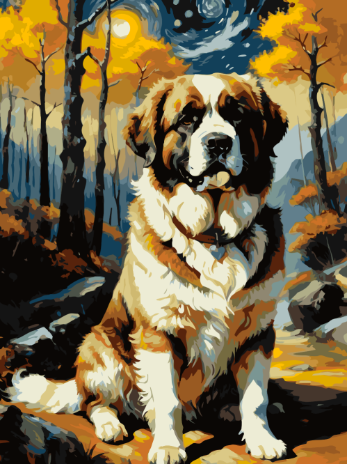 St. Bernard Under Fall Skies