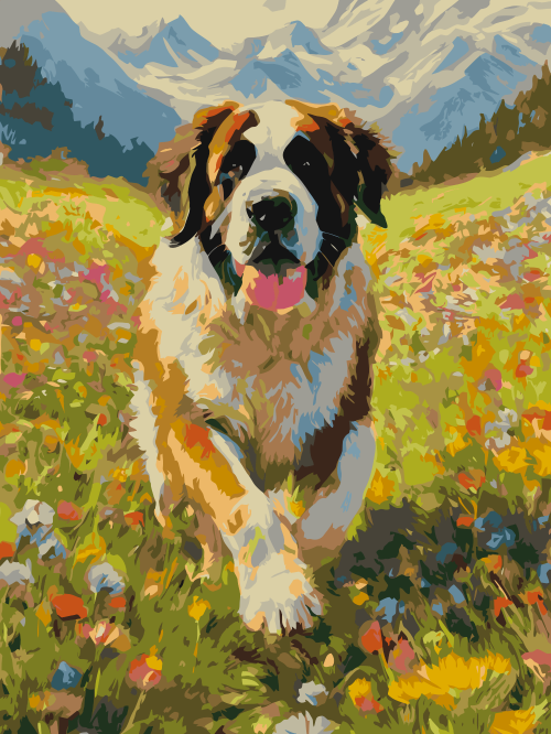 St. Bernard with Flowers