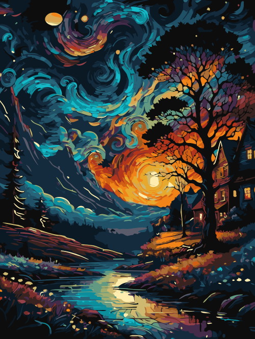 Starry Night Landscape