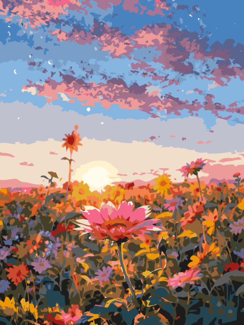 Sunset Flower Field