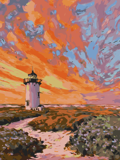 Sunset Lighthouse Scene