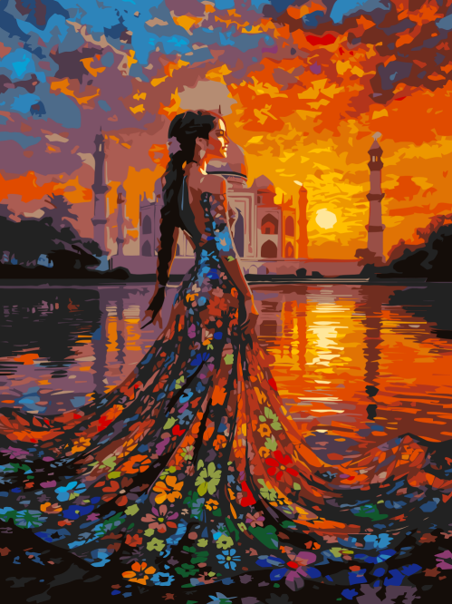 Taj Mahal Sunset Lady