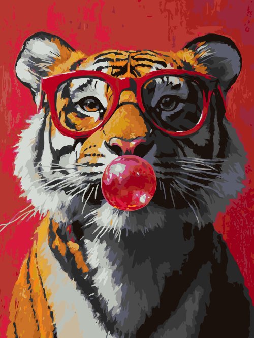 Tiger Blowing Bubbles