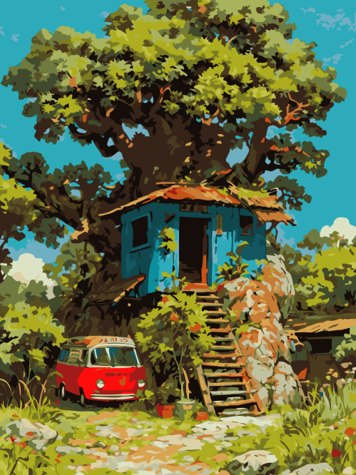 Treehouse Red Van