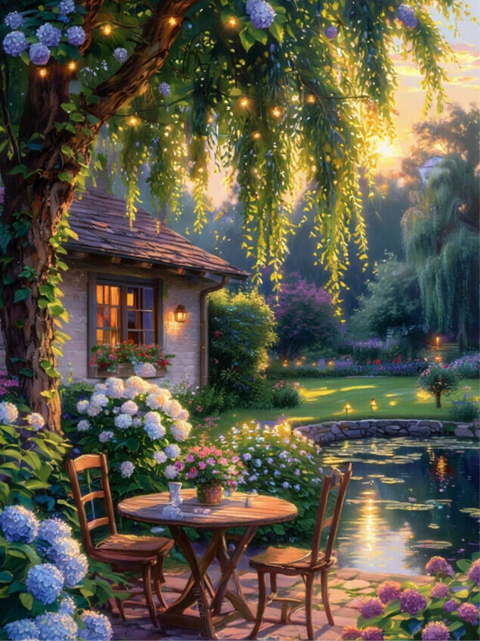 Hydrangea Garden at Dusk