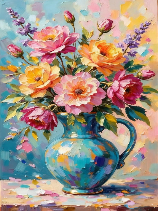 Bouquet in a Turquoise Vase