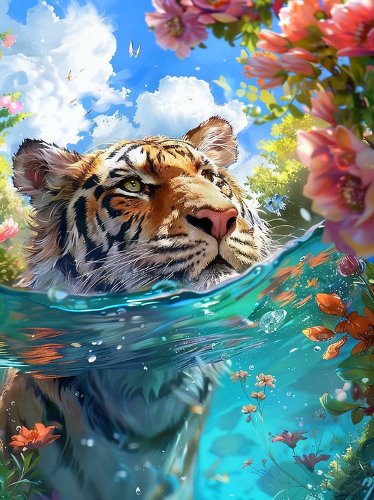 Tiger in Floral Water