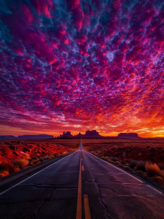 Desert Road at Sunset