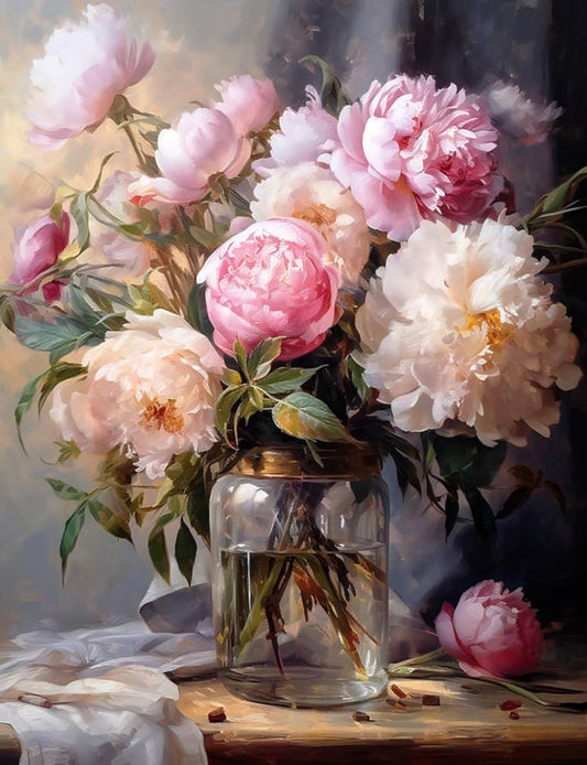 Peonies in a Glass Jar