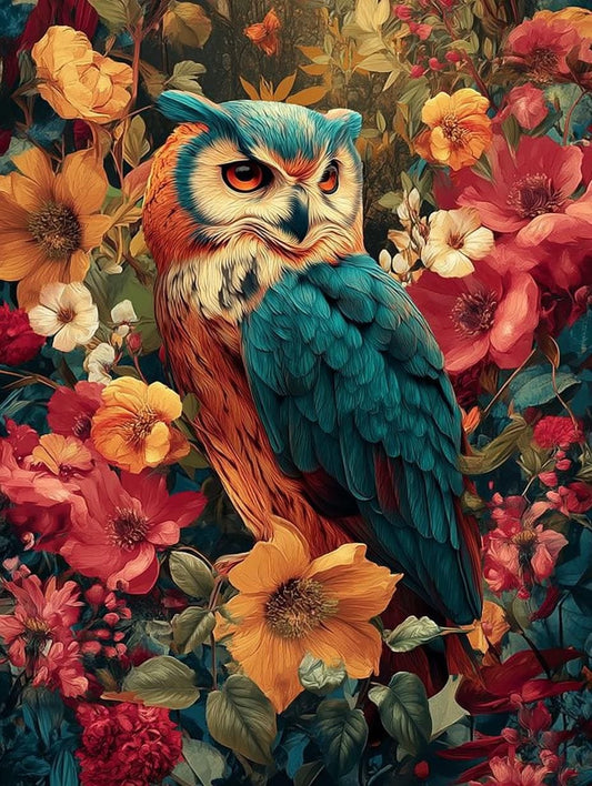 Owl in Flowers