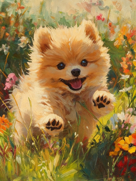 Puppy in Flowers