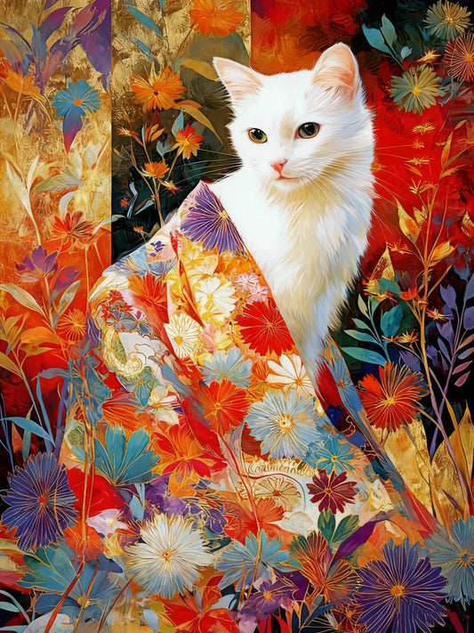 Floral White Cat