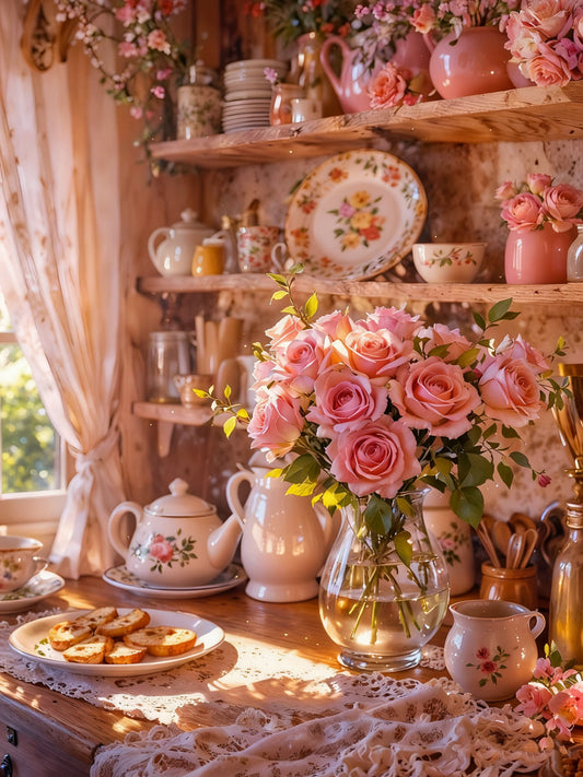 Pink Roses Vintage Kitchen