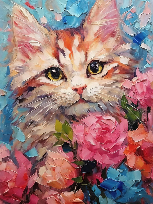 Kitty Among Flowers
